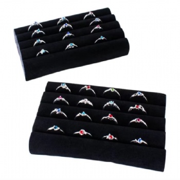  Black Velvet Ring Trays Accessory Jewelry Display Foam Inserts Pads for Showcase, Storage and Decoration	