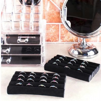  Black Velvet Ring Trays Accessory Jewelry Display Foam Inserts Pads for Showcase, Storage and Decoration	