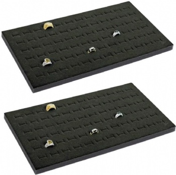  72 Slot Black Jewelry Travel Ring Inserts Display Pads	