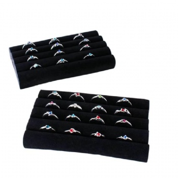  Continuous Slot Black Velvet Roll Tray Insert for Jewelry Showcase Storage Displays-for Necklaces Bangles Rings Earrings Etc.	