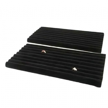  Continuous Slot Black Velvet Roll Tray Insert for Jewelry Showcase Storage Displays-for Necklaces Bangles Rings Earrings Etc.	
