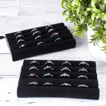  Continuous Slot Black Velvet Roll Tray Insert for Jewelry Showcase Storage Displays-for Necklaces Bangles Rings Earrings Etc.	