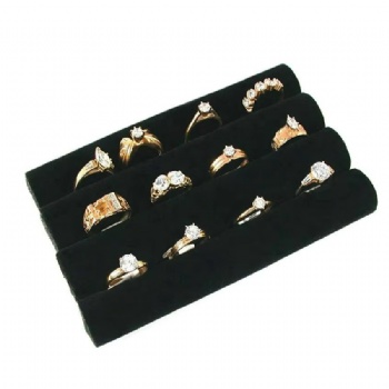 Continuous Slot Black Velvet Roll Tray Insert for Jewelry Showcase Storage Displays-for Necklaces Bangles Rings Earrings Etc.