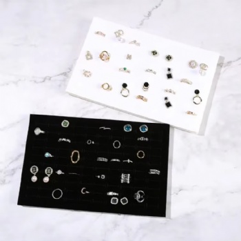  White Color High-Grade Ring Display Storage Box Ear Stud Rack Velvet Jewelry Tray with No Lid Wholesale Ring Container	