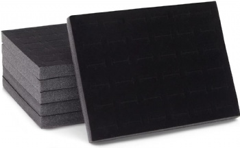  Black Velvet Ring Organizer for Jewelry Display Trays, 36-Slot Foam Stud Travel Storage Box and Organizer for Selling Jewelry	