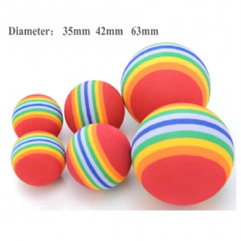  35mm,42mm,63mm Dog Safe Soft Bite Resistant Rainbow Eva Foam Pet Toy Balls	