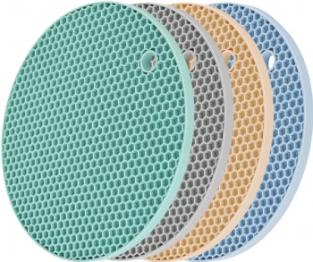 Circular Honeycomb  Silicone Heat Insulated Pad  for slip Resistant and  Insulation in Dining Tables or Kitchens