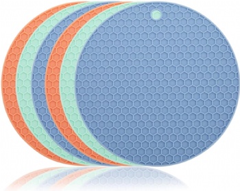 Circular Honeycomb Non-slip Silicone Heat Insulated Mat  for slip Resistant and  Insulation in Dining Tables or Kitchens