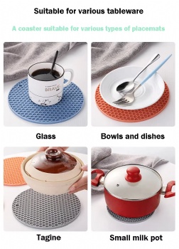 Circular Honeycomb Silicone Heat Insulated Pad  for slip Resistant and  Insulation in Dining Tables or Kitchens	