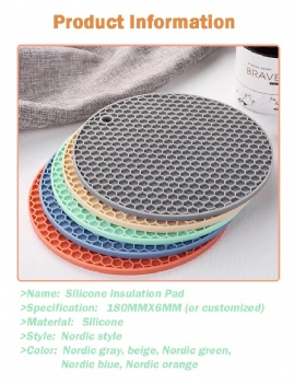 Circular Honeycomb Silicone Heat Insulated Pad  for slip Resistant and  Insulation in Dining Tables or Kitchens	
