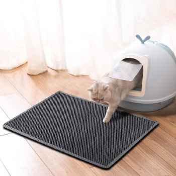 Easy Clean Cat Litter Mat: Small Cat Litter Box Mat for Floor, Plastic Cat Litter Trapping Mat (15 * 24in, Grey)
