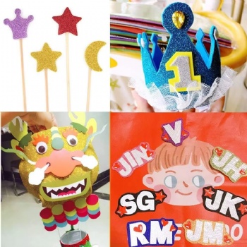  Self Adhesive Glitter EVA Foam Sheet Used for Christmas Gift Box Packaging Birthday Party Decoration DIY Projects	