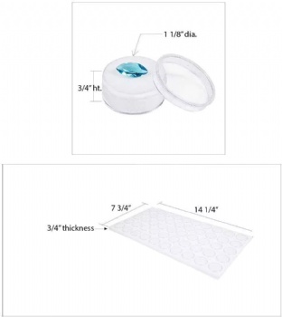  50 White Foam Gem with Stackable Tray, Watch Parts, Jewelry Findings Storage Box Organizer. Free Jewelry Polishing Cloth	