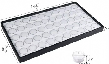  50 White Foam Gem with Stackable Tray, Watch Parts, Jewelry Findings Storage Box Organizer. Free Jewelry Polishing Cloth	