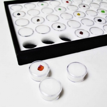  50 White Foam Gem with Stackable Tray, Watch Parts, Jewelry Findings Storage Box Organizer. Free Jewelry Polishing Cloth	