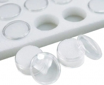  50 White Foam Gem with Stackable Tray, Watch Parts, Jewelry Findings Storage Box Organizer. Free Jewelry Polishing Cloth	