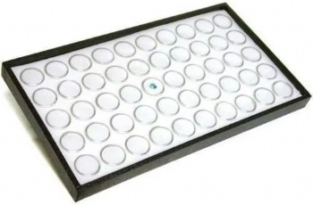  50 White Foam Gem with Stackable Tray, Watch Parts, Jewelry Findings Storage Box Organizer. Free Jewelry Polishing Cloth	