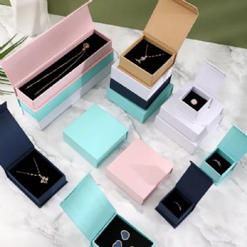  Custom Logo Magnetic Jewelry Gift Box EVA Foam Inserts Protective Cushioning Drawer Paper Package for Necklaces Drawings Elegant	