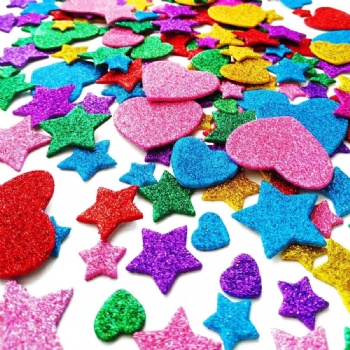  Custom Die Cut Vinyl Base Colorful Glittered Eva Foam Stickers	