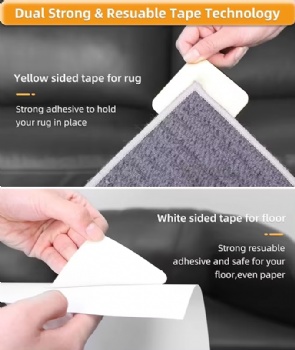  Washable Non-Slip Rug Pad and Anti-Slip Carpet Adhesive Large Corner Rug Gripper Tape for Living Room Area Rugs for Masking	