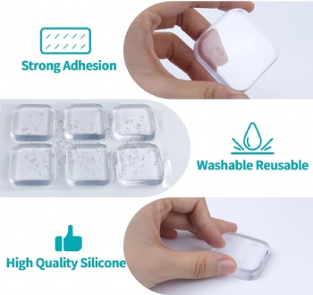  Door Stopper Wall Protector, Transparent Square Door Knob Wall Protector, Rubber Door Handle Bumper With Strong Self Adhesive	