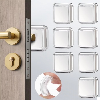  Door Stopper Wall Protector, Transparent Square Door Knob Wall Protector, Rubber Door Handle Bumper With Strong Self Adhesive	