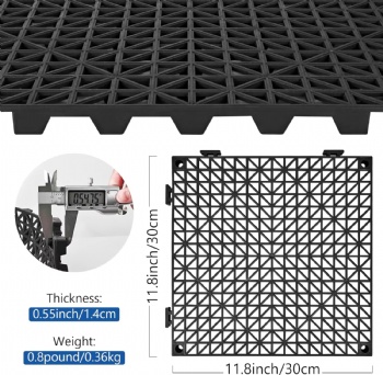  Interlocking Rubber Floor Drain Holes Non-Slip Splicing Drainage Mats for Deck, Kitchen, Drain Pool, Sauna Bath, Indoor Outdoor	