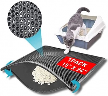  Easy Clean Cat Litter Mat: Small Cat Litter Box Mat for Floor, Plastic Cat Litter Trapping Mat (15 * 24in, Grey)	