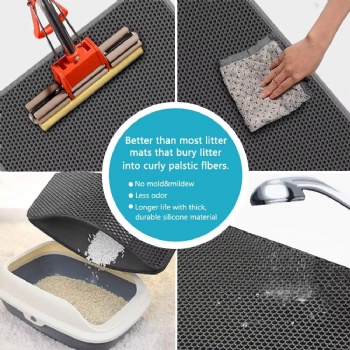  Easy Clean Cat Litter Mat: Small Cat Litter Box Mat for Floor, Plastic Cat Litter Trapping Mat (15 * 24in, Grey)	