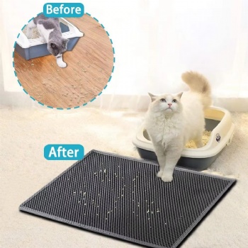  Easy Clean Cat Litter Mat: Small Cat Litter Box Mat for Floor, Plastic Cat Litter Trapping Mat (15 * 24in, Grey)	