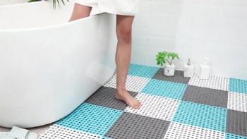  Cuttable Bathroom Anti slip Floor Mat, Kitchen Bathroom Splicing Foot Mat, Anti slip Thick Waterproofed Hollow Floor Mat	