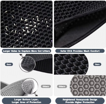  Cat Litter Mat for Pet Kitty Litter Box Waterproof Cat Mat Honeycomb Double Layer Design Machine Washable	