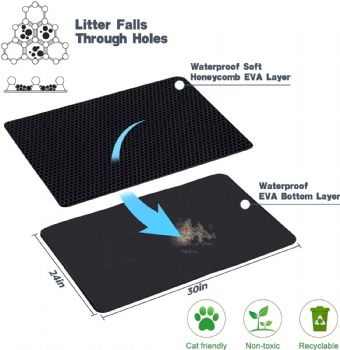  Cat Litter Mat for Pet Kitty Litter Box Waterproof Cat Mat Honeycomb Double Layer Design Machine Washable	
