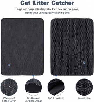  Cat Litter Mat for Pet Kitty Litter Box Waterproof Cat Mat Honeycomb Double Layer Design Machine Washable	