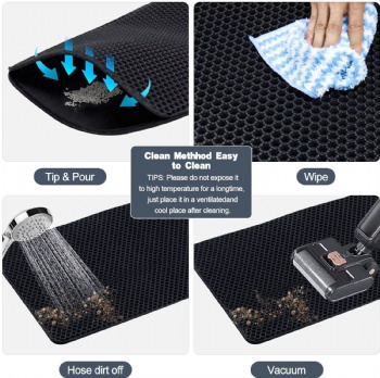  Cat Litter Mat for Pet Kitty Litter Box Waterproof Cat Mat Honeycomb Double Layer Design Machine Washable	