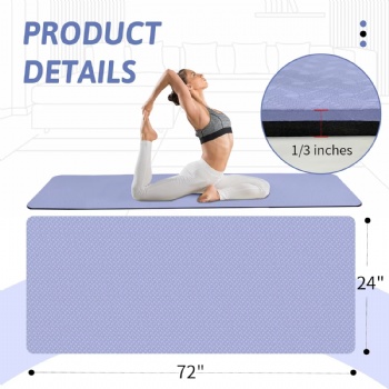  Eco Friendly  Non Slip Anti-tear TPE Fitness & Exercise Yoga Mat with Carrier Strap for Pilates and Fitness	
