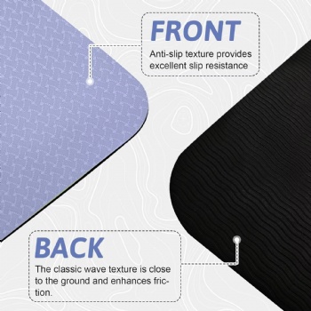  Eco Friendly  Non Slip Anti-tear TPE Fitness & Exercise Yoga Mat with Carrier Strap for Pilates and Fitness	
