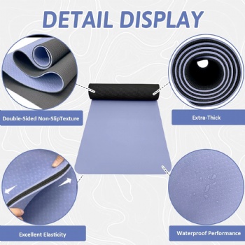  Eco Friendly  Non Slip Anti-tear TPE Fitness & Exercise Yoga Mat with Carrier Strap for Pilates and Fitness	
