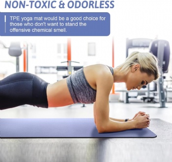  Eco Friendly  Non Slip Anti-tear TPE Fitness & Exercise Yoga Mat with Carrier Strap for Pilates and Fitness	