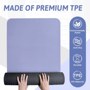  Eco Friendly  Non Slip Anti-tear TPE Fitness & Exercise Yoga Mat with Carrier Strap for Pilates and Fitness	